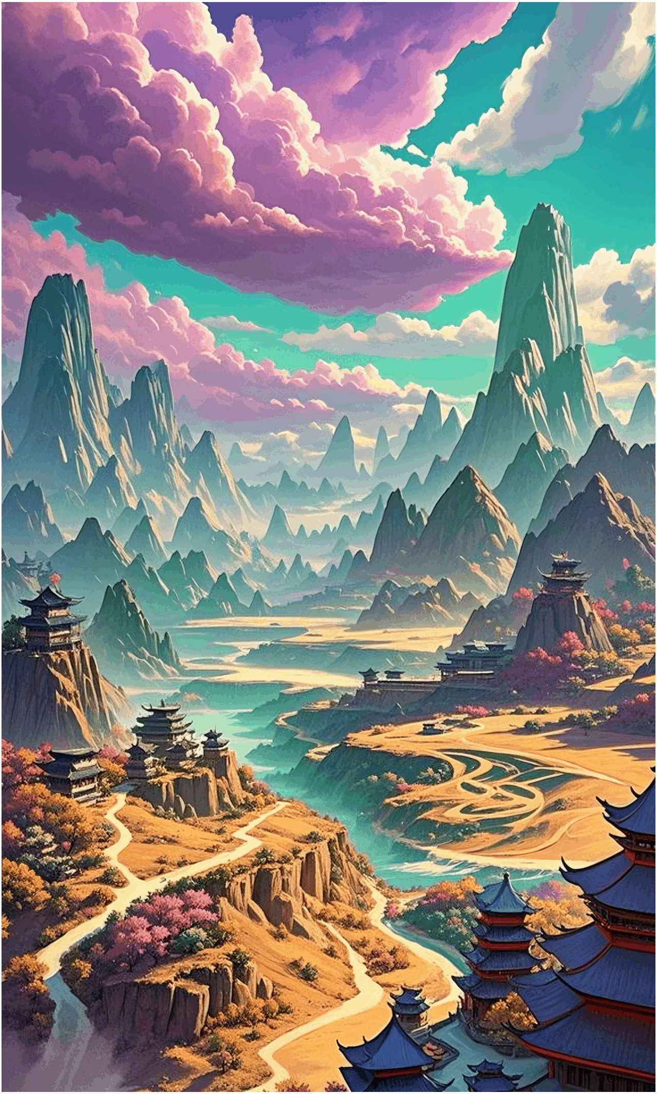 玄幻修仙场景插画_插画设计F1